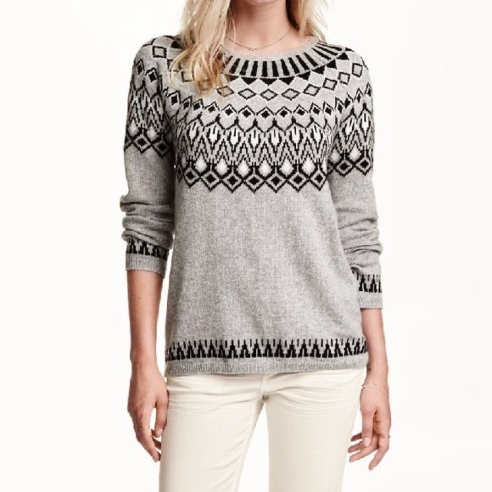 H&M Fair Isle Grey Sweater